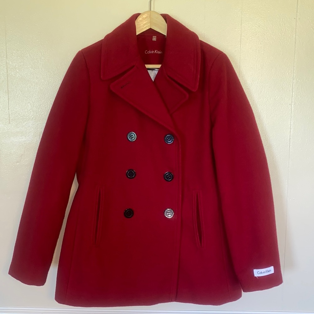 Calvin Klein red coat size 6